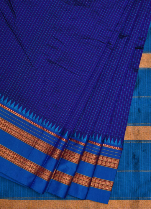 Narayanpet Saree Blue Printed Silk